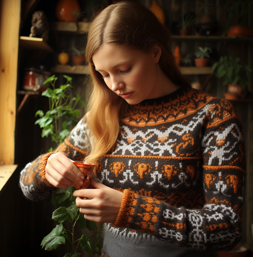 woman in fair isle sweater